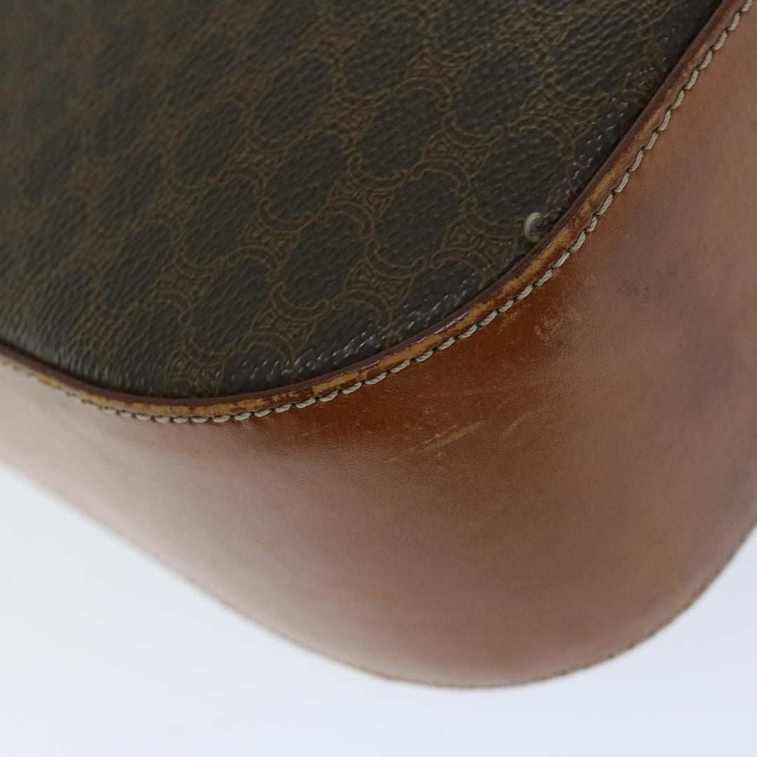 Celine Macadam Canvas Shoulder Bag PVC Leather Brown Auth 67004