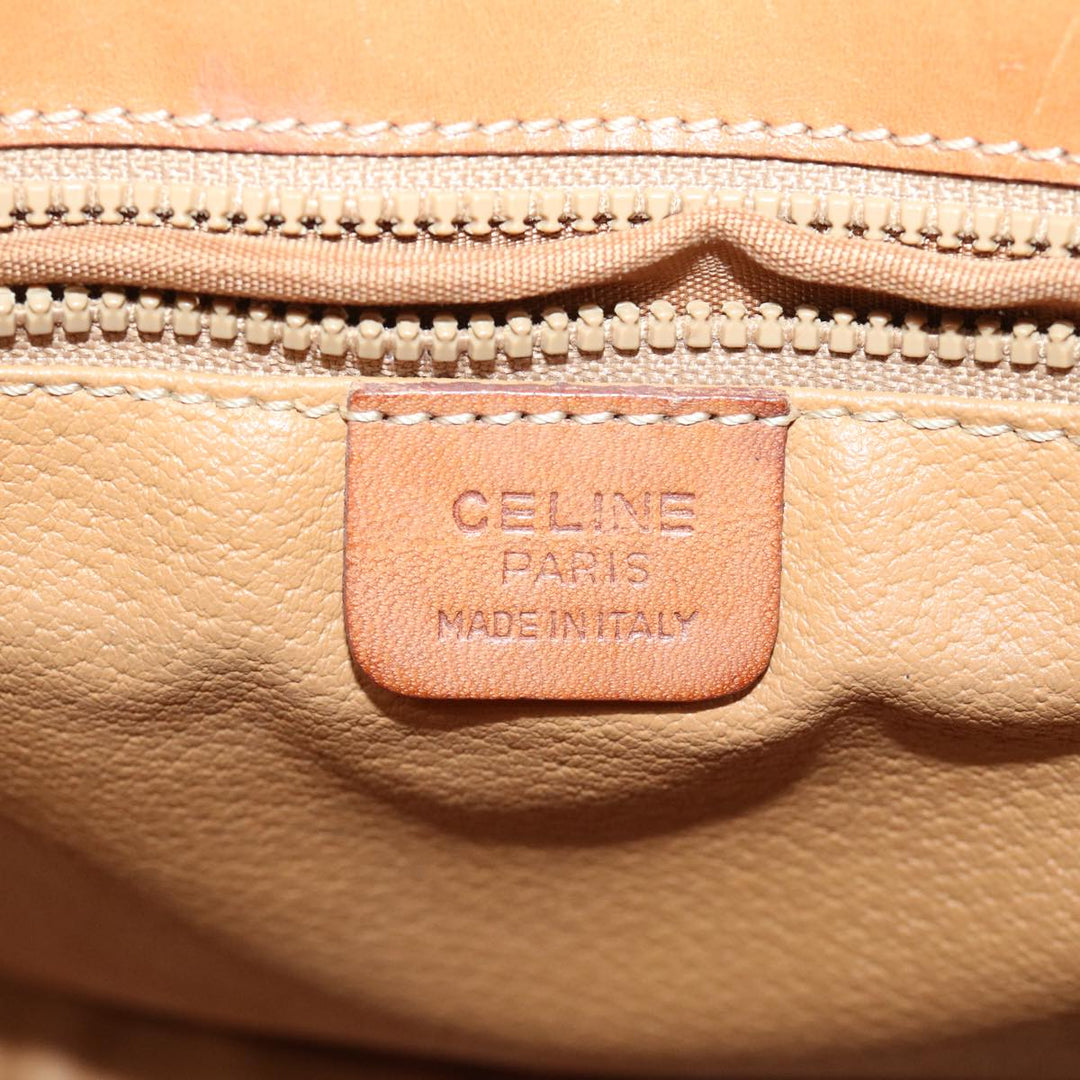 Celine Macadam Canvas Shoulder Bag PVC Leather Brown Auth 67004