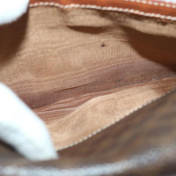 Celine Macadam Canvas Shoulder Bag PVC Leather Brown Auth 67004