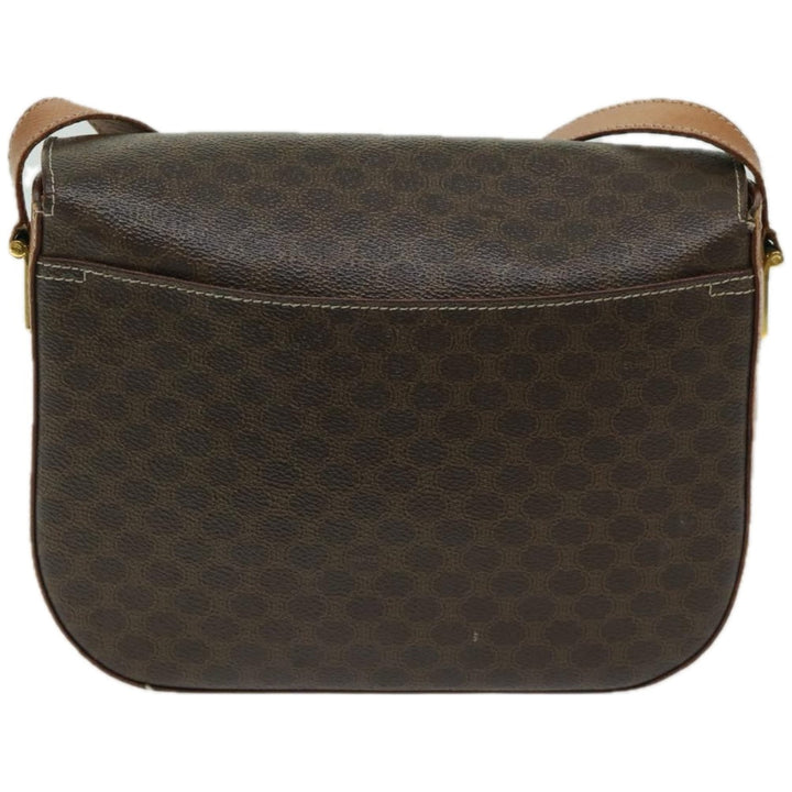 Celine Macadam Canvas Shoulder Bag PVC Leather Brown Auth 67004