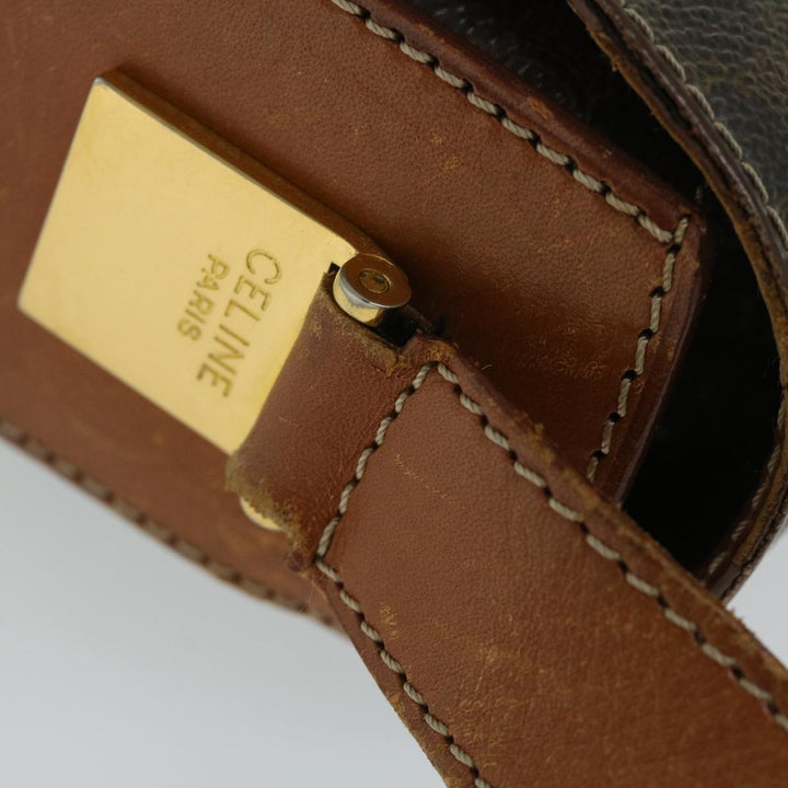 Celine Macadam Canvas Shoulder Bag PVC Leather Brown Auth 67004