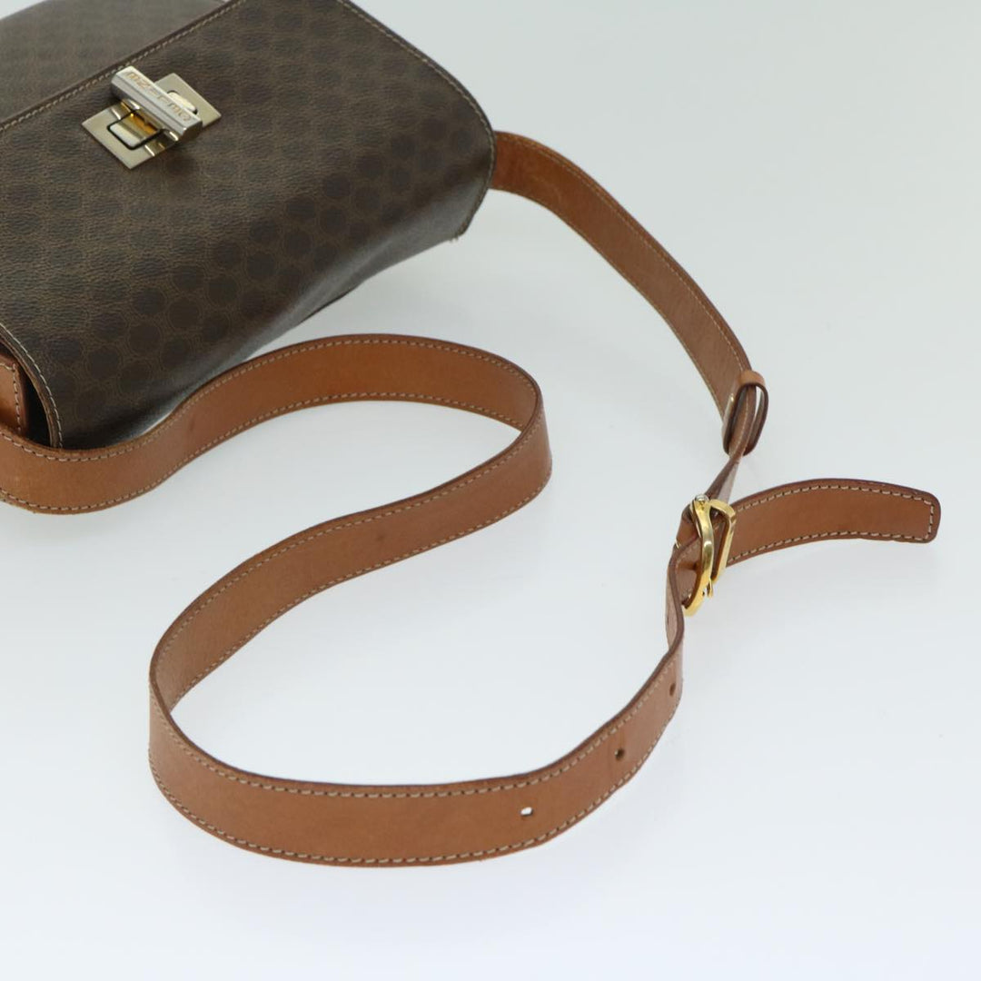 Celine Macadam Canvas Shoulder Bag PVC Leather Brown Auth 67004