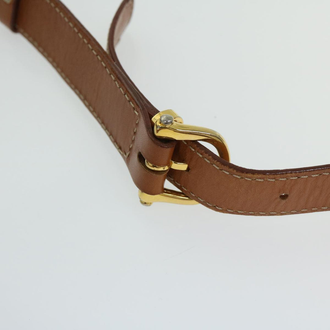 Celine Macadam Canvas Shoulder Bag PVC Leather Brown Auth 67004