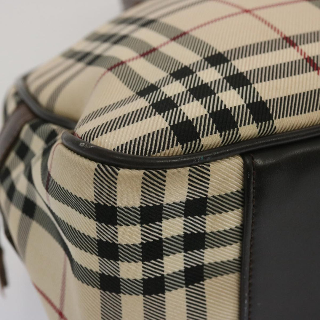 Burberry Nova Check Boston Bag Canvas Beige Auth 67063