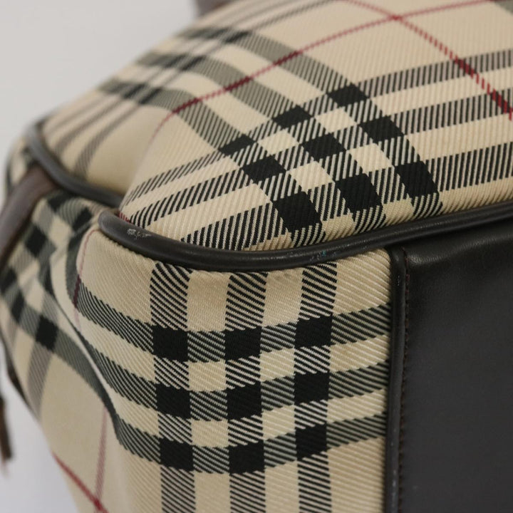 Burberry Nova Check Boston Bag Canvas Beige Auth 67063