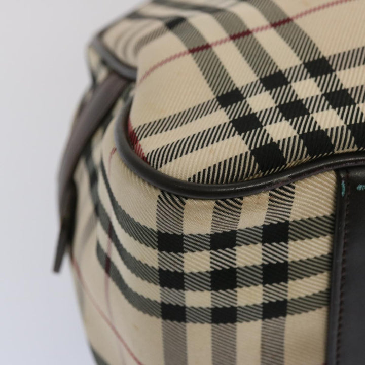 Burberry Nova Check Boston Bag Canvas Beige Auth 67063