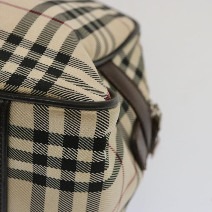 Burberry Nova Check Boston Bag Canvas Beige Auth 67063