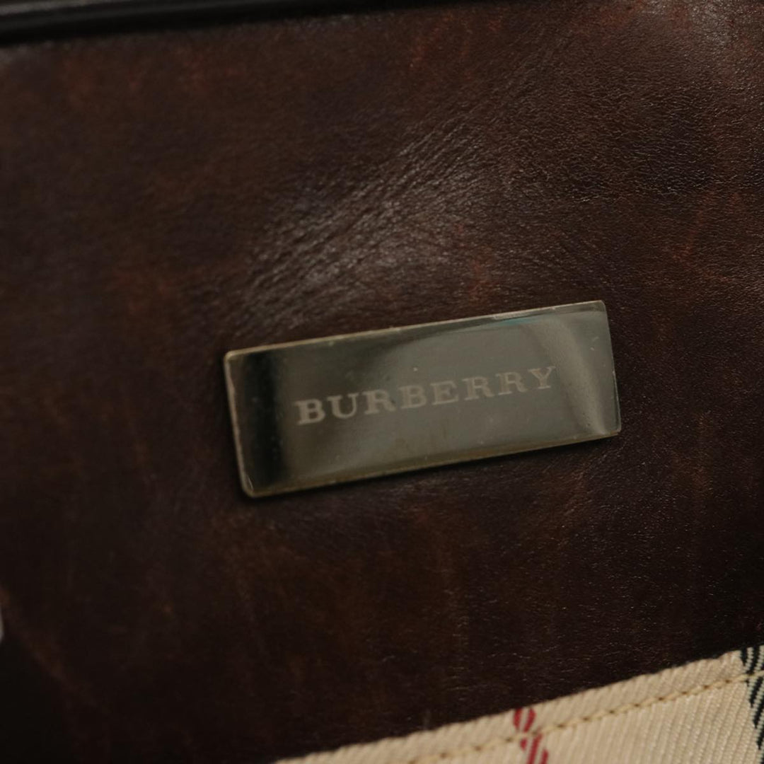Burberry Nova Check Boston Bag Canvas Beige Auth 67063