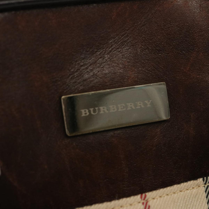 Burberry Nova Check Boston Bag Canvas Beige Auth 67063