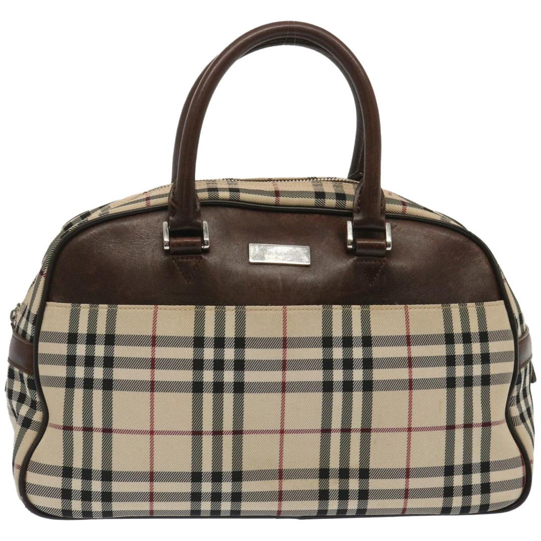Burberry Nova Check Boston Bag Canvas Beige Auth 67063