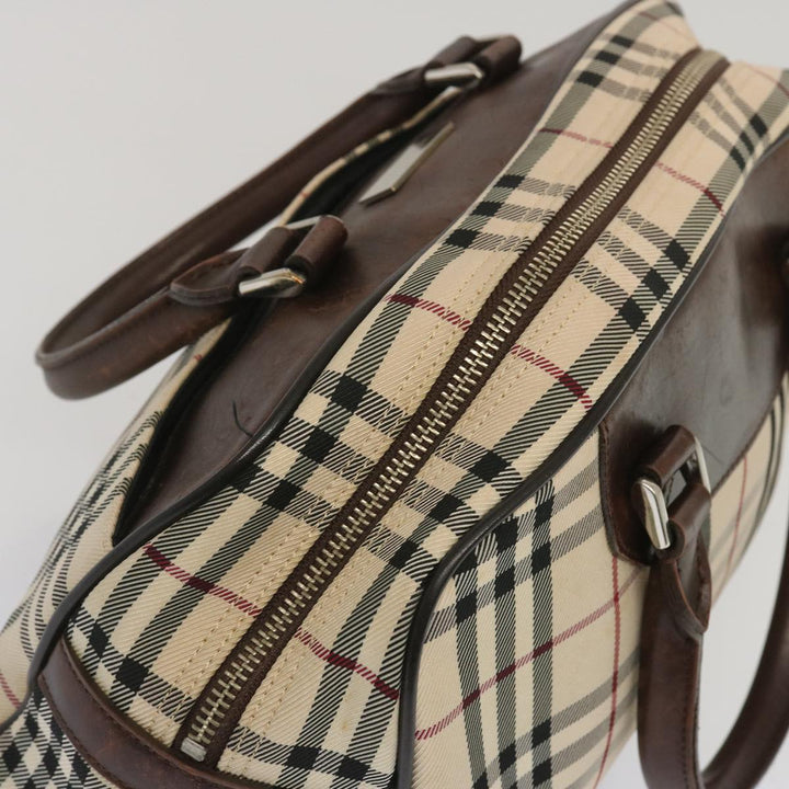 Burberry Nova Check Boston Bag Canvas Beige Auth 67063