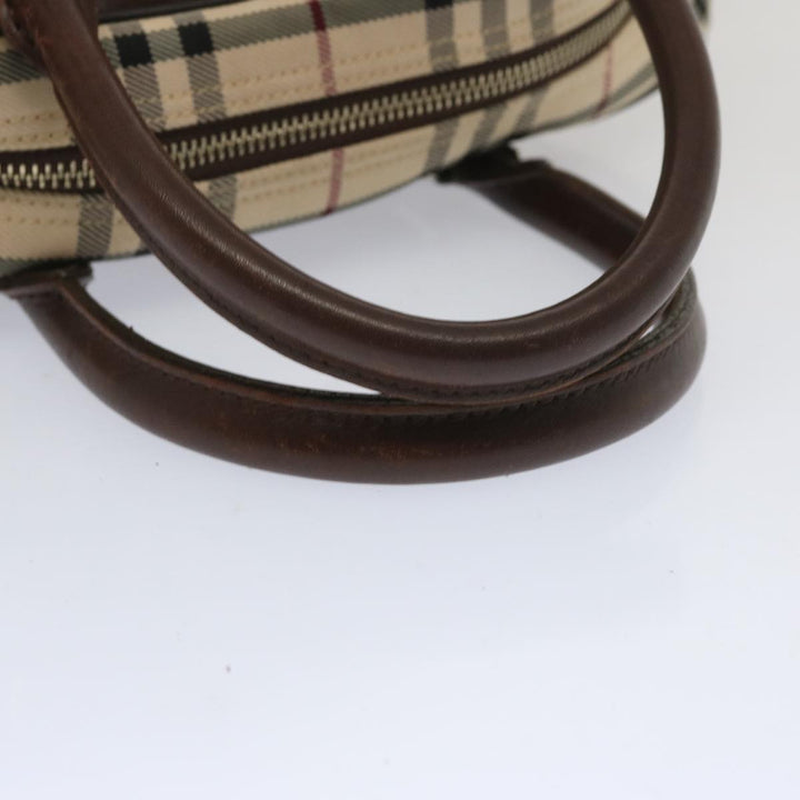 Burberry Nova Check Boston Bag Canvas Beige Auth 67063