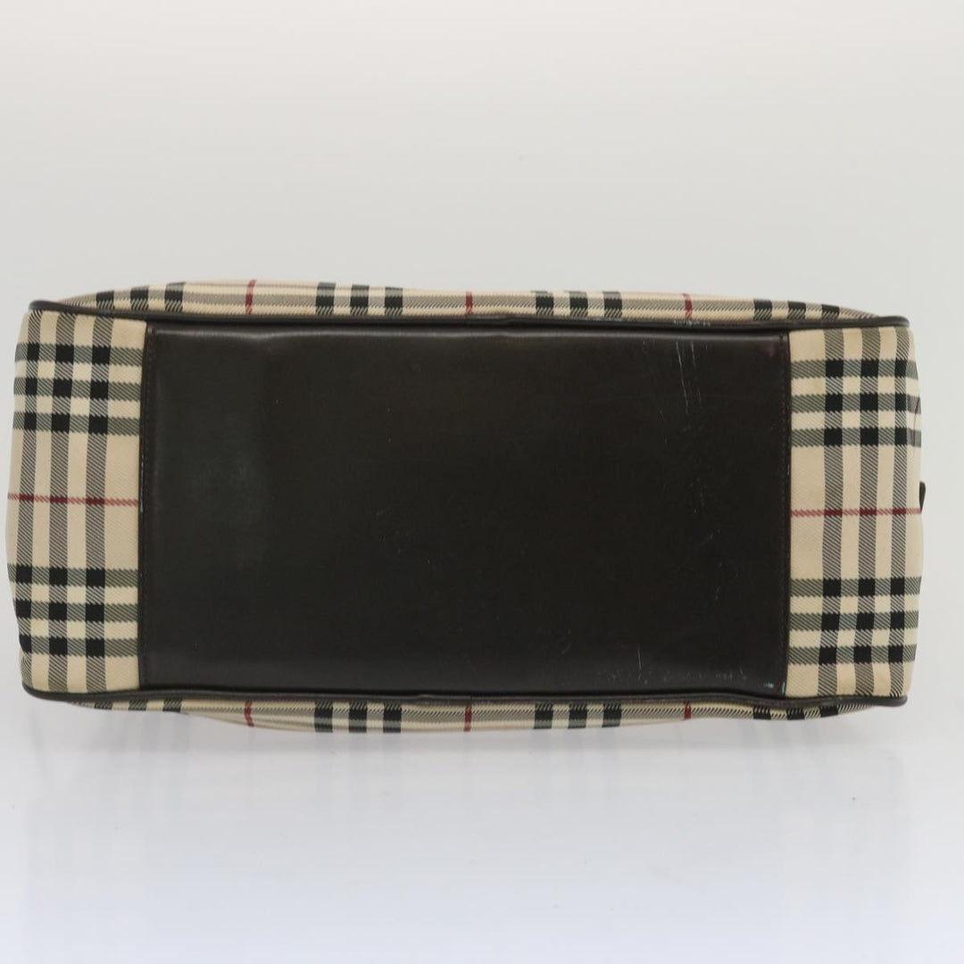 Burberry Nova Check Boston Bag Canvas Beige Auth 67063