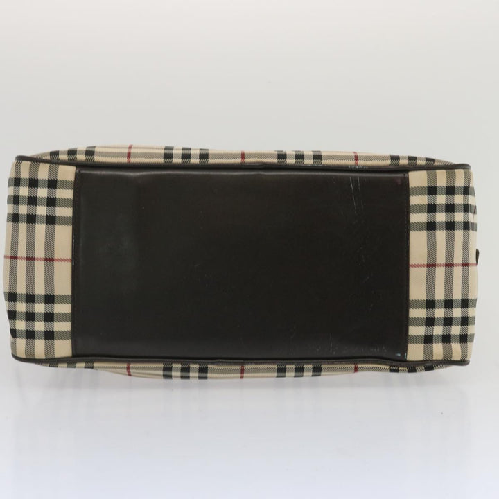 Burberry Nova Check Boston Bag Canvas Beige Auth 67063