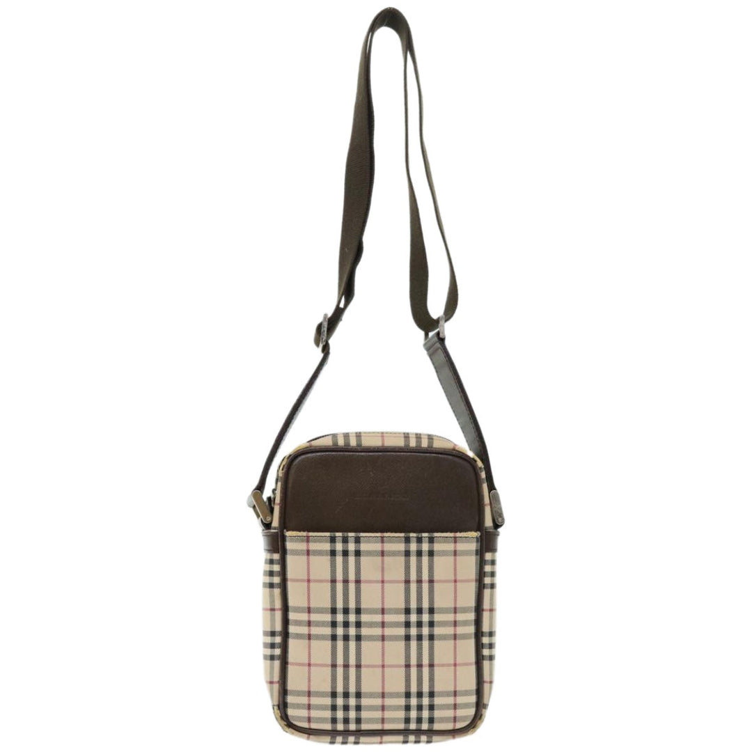 BurberrySs Nova Check Shoulder Bag Canvas Beige Auth 67085