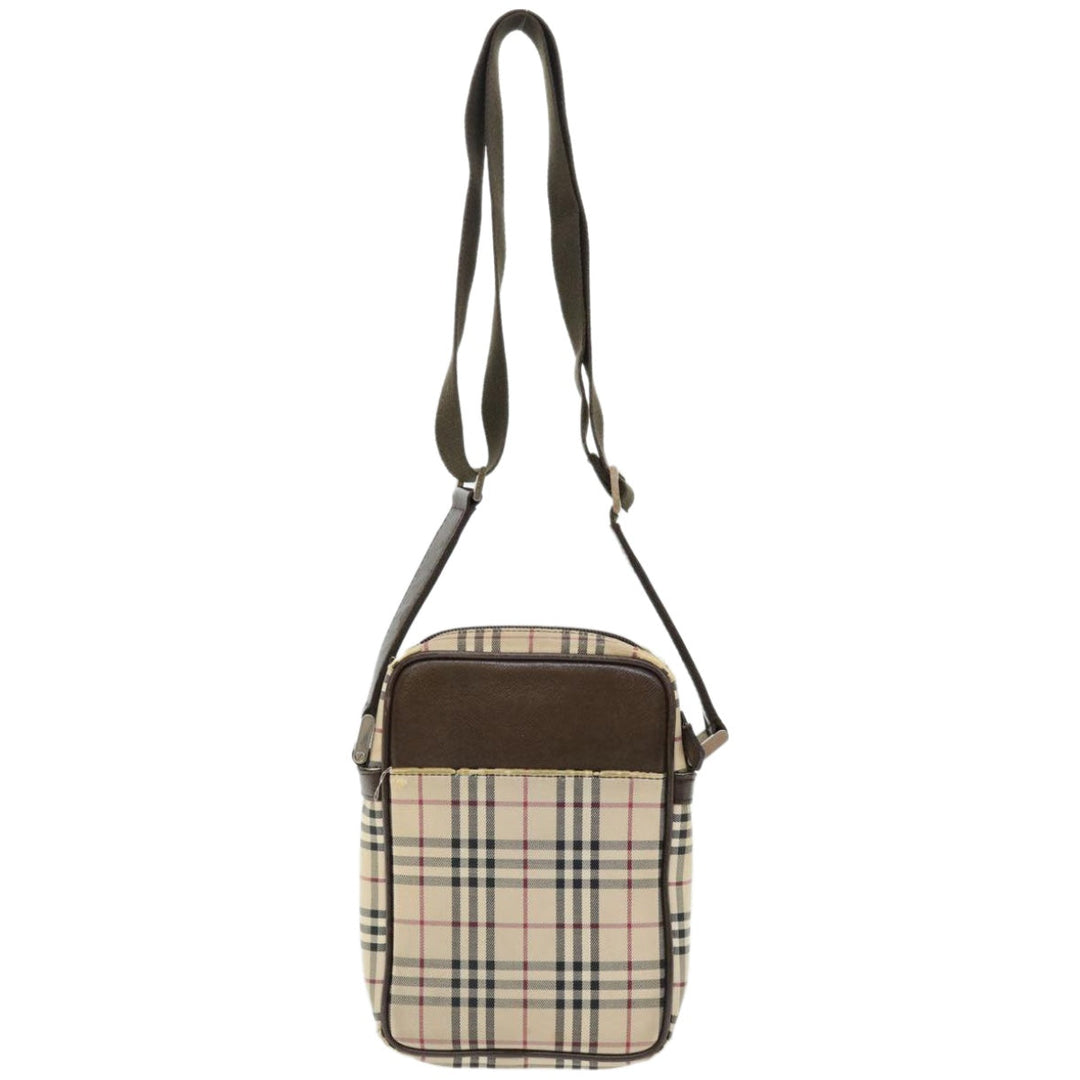 BurberrySs Nova Check Shoulder Bag Canvas Beige Auth 67085