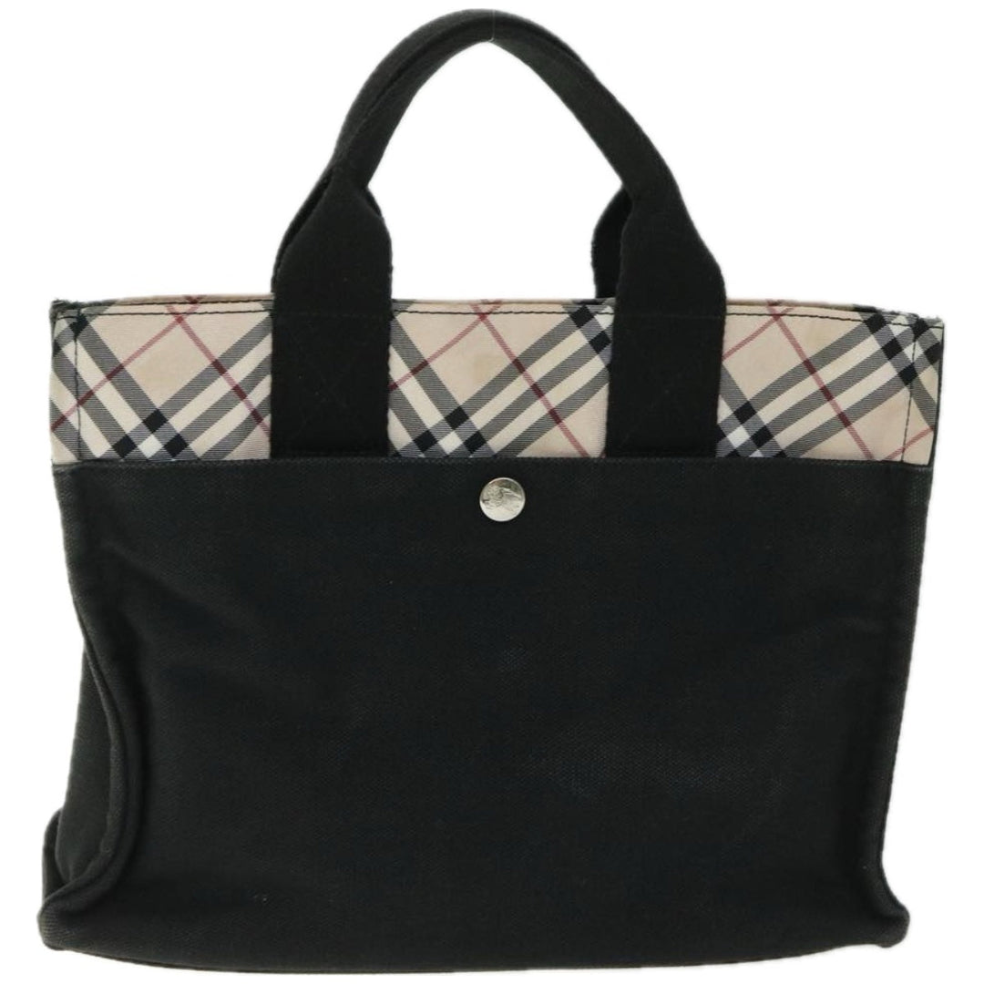 BurberrySs Nova Check Hand Bag Canvas Beige Black Auth 67106