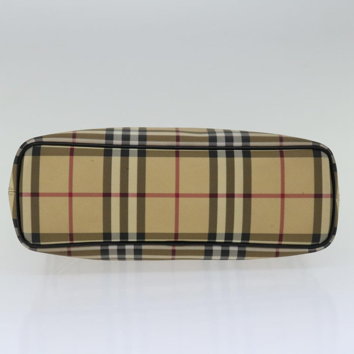 Burberry Nova Check Hand Bag PVC Beige Black Auth 67112