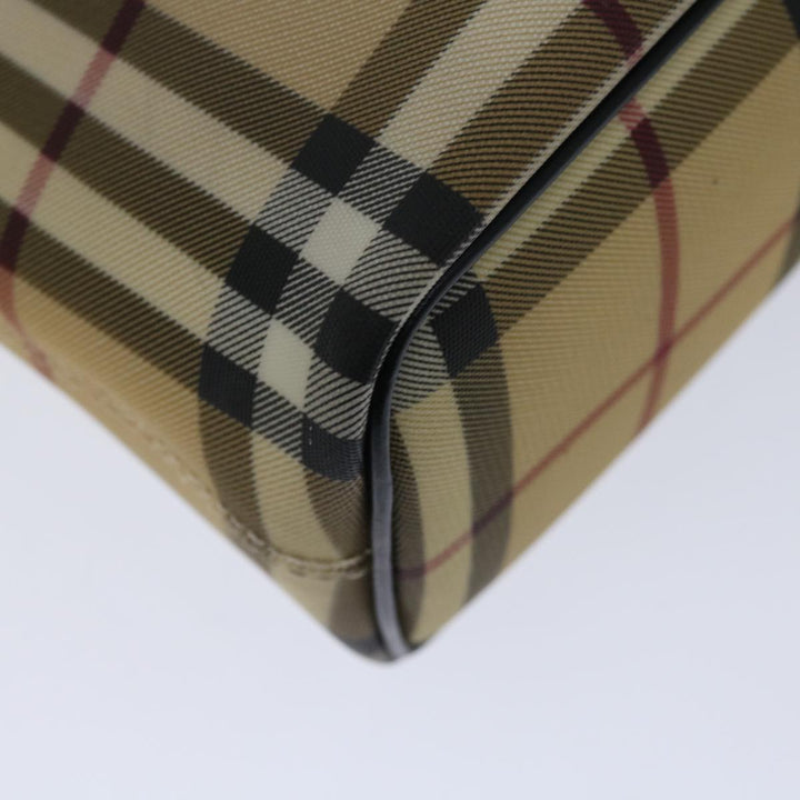 Burberry Nova Check Hand Bag PVC Beige Black Auth 67112