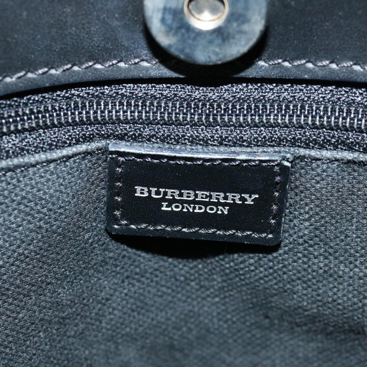 Burberry Nova Check Hand Bag PVC Beige Black Auth 67112