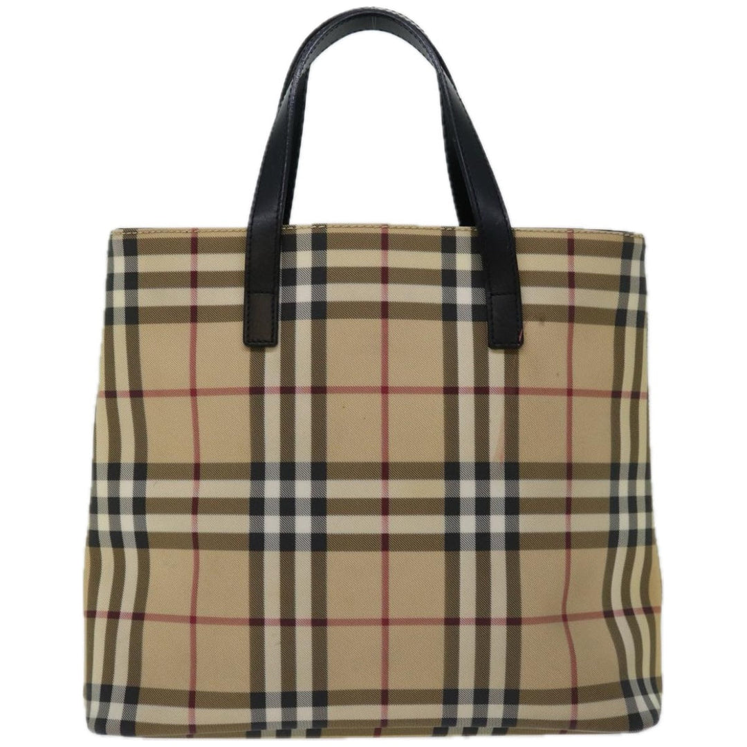 Burberry Nova Check Hand Bag PVC Beige Black Auth 67112