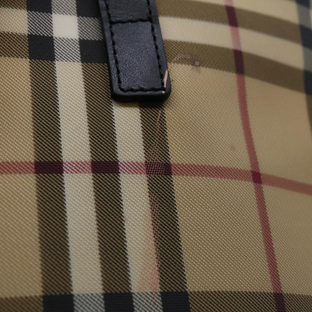Burberry Nova Check Hand Bag PVC Beige Black Auth 67112