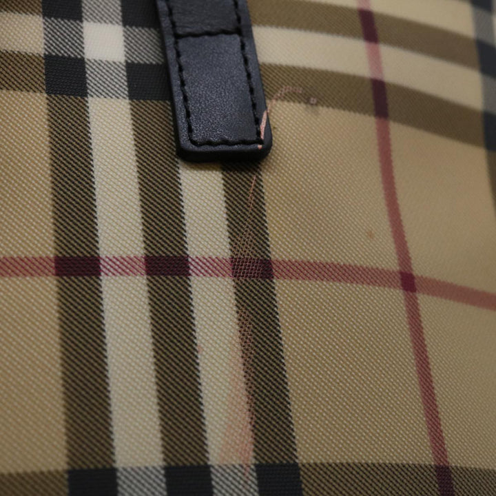 Burberry Nova Check Hand Bag PVC Beige Black Auth 67112