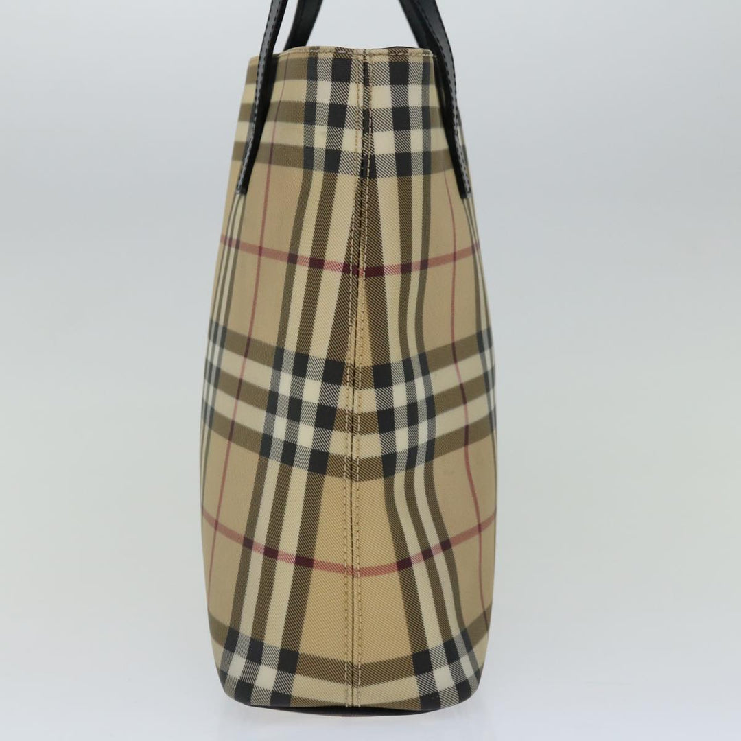 Burberry Nova Check Hand Bag PVC Beige Black Auth 67112