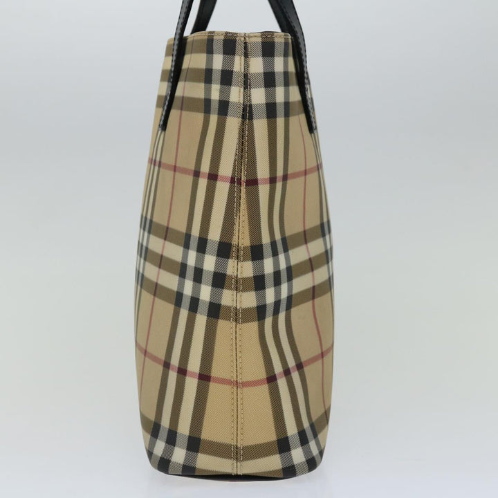 Burberry Nova Check Hand Bag PVC Beige Black Auth 67112