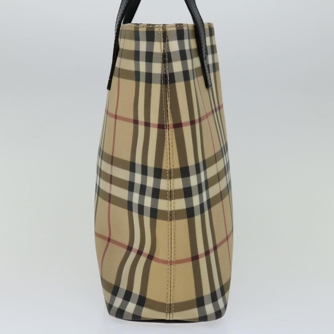 Burberry Nova Check Hand Bag PVC Beige Black Auth 67112