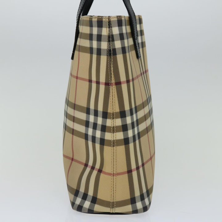 Burberry Nova Check Hand Bag PVC Beige Black Auth 67112