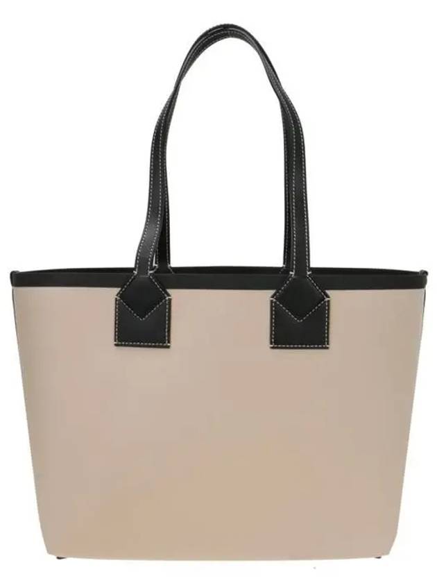 Burberry Prorsum Label Print Small London Cotton Leather Tote Bag Beige