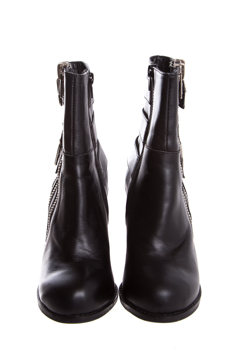 Jeffrey Campbell Black Booties w/ Buckle and Zipper Detail  SZ 6