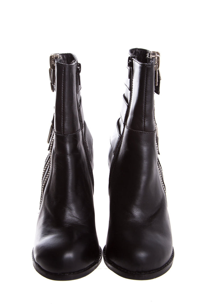 Jeffrey Campbell Black Booties w/ Buckle and Zipper Detail  SZ 6