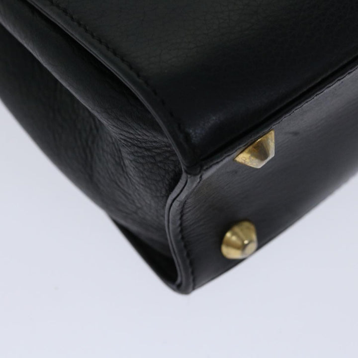 BURBERRYSs Hand Bag Leather Black Auth 67181