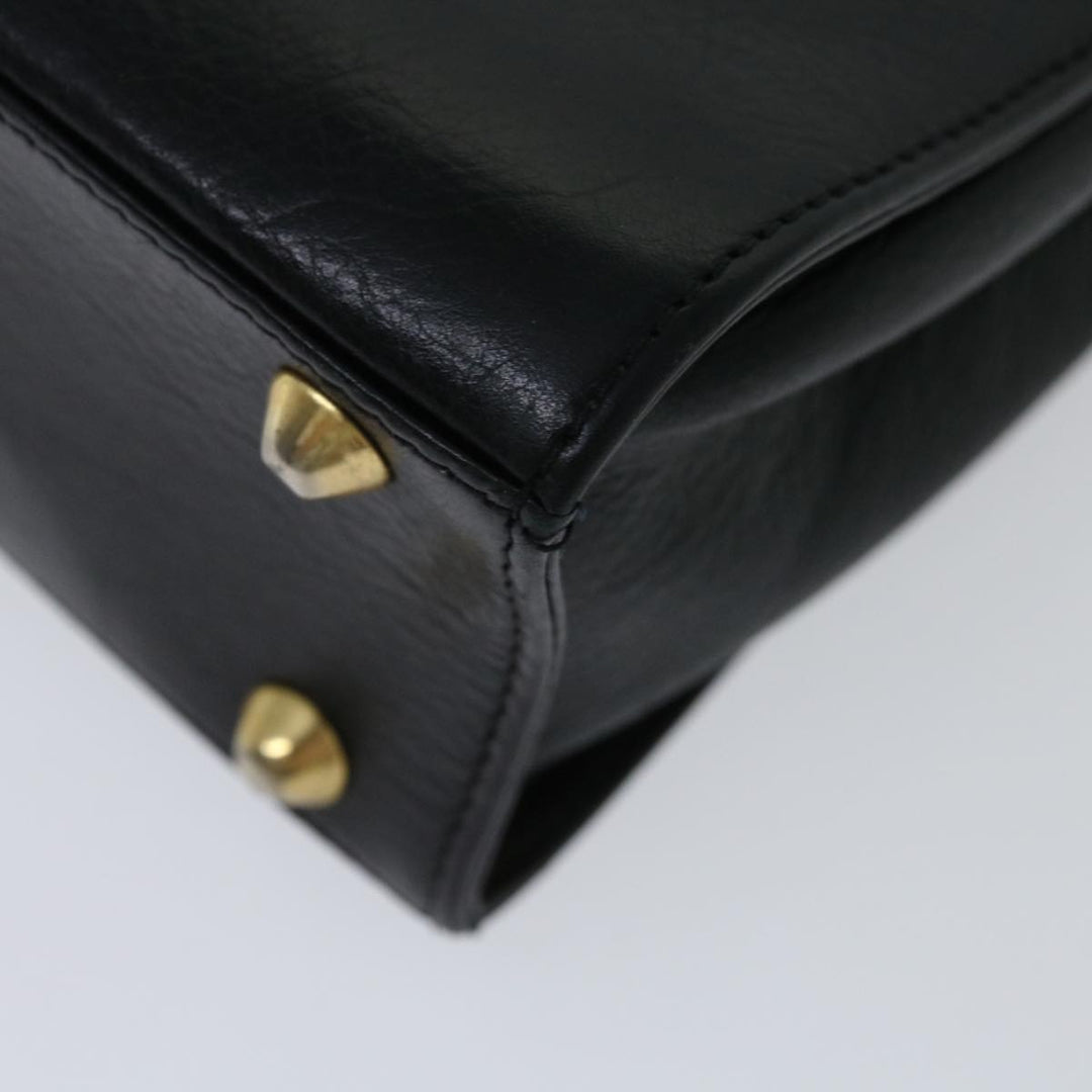 BURBERRYSs Hand Bag Leather Black Auth 67181