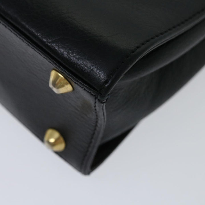 BURBERRYSs Hand Bag Leather Black Auth 67181