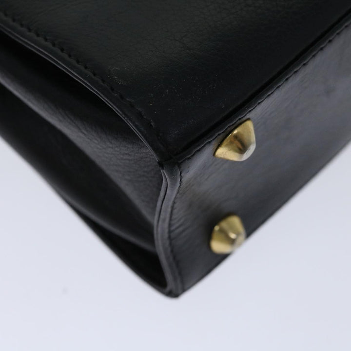BURBERRYSs Hand Bag Leather Black Auth 67181