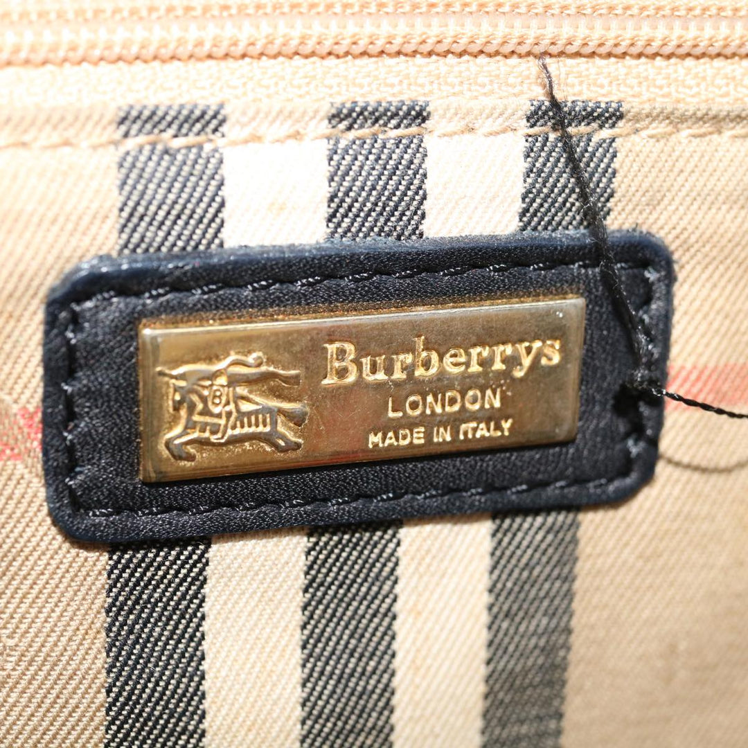BURBERRYSs Hand Bag Leather Black Auth 67181