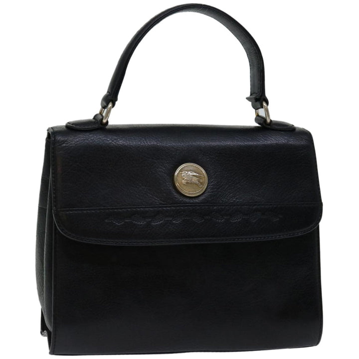 BURBERRYSs Hand Bag Leather Black Auth 67181