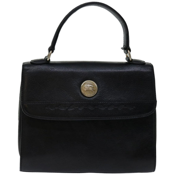 BURBERRYSs Hand Bag Leather Black Auth 67181