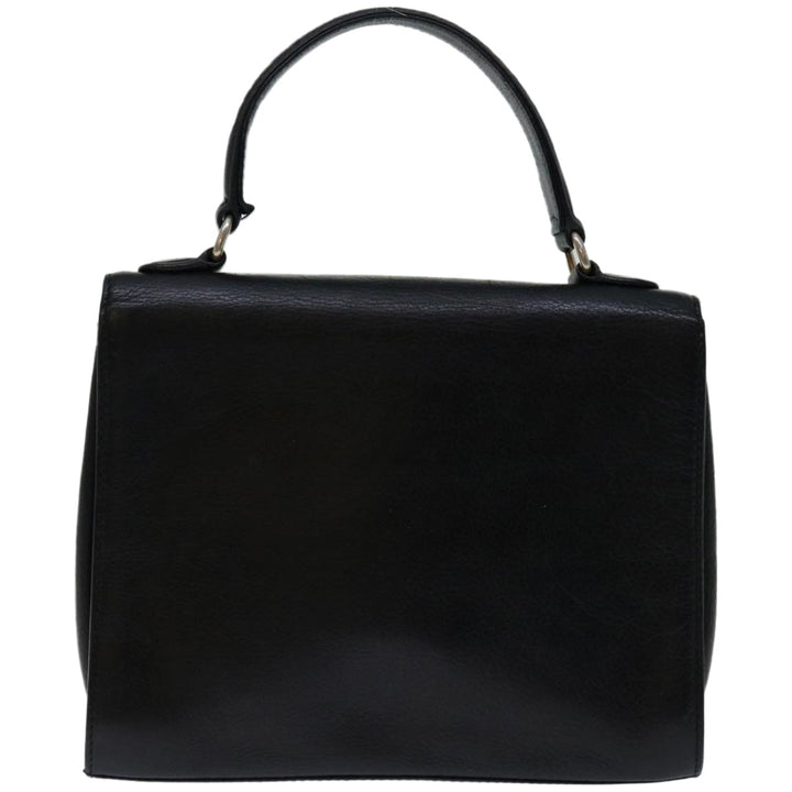 BURBERRYSs Hand Bag Leather Black Auth 67181