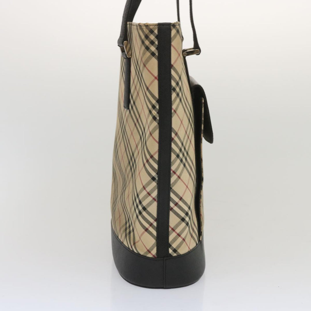 Burberry Nova Check Shoulder Bag Canvas Beige Auth 67237