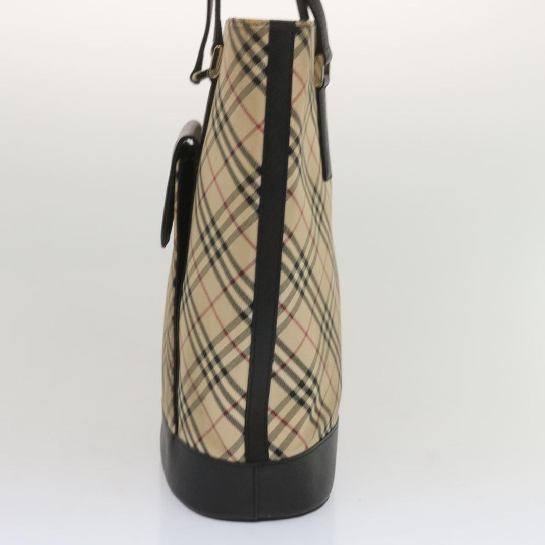 Burberry Nova Check Shoulder Bag Canvas Beige Auth 67237