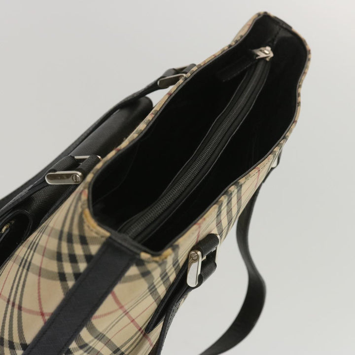 Burberry Nova Check Shoulder Bag Canvas Beige Auth 67237