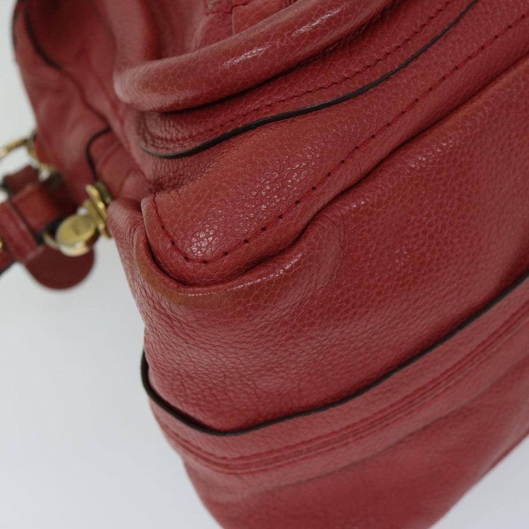 Chloe Paraty Hand Bag Leather Red 67266