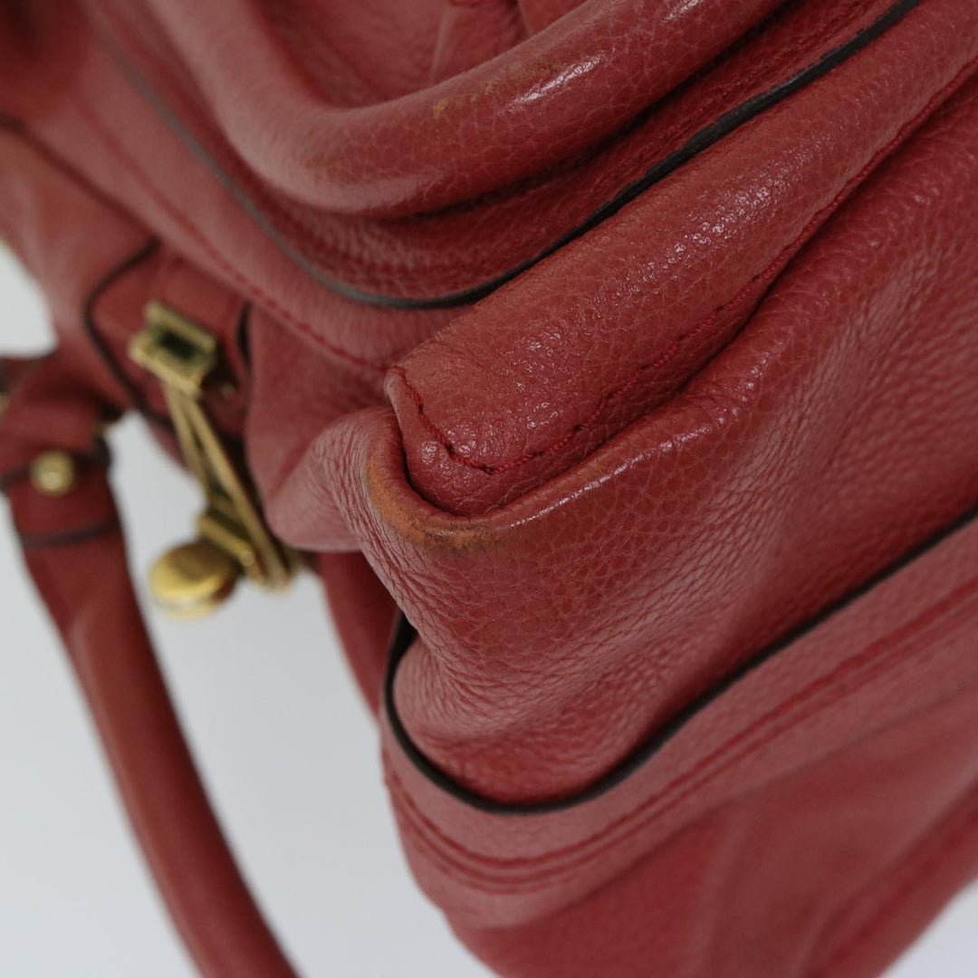 Chloe Paraty Hand Bag Leather Red 67266