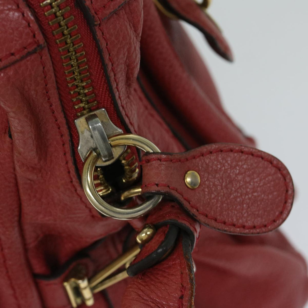 Chloe Paraty Hand Bag Leather Red 67266