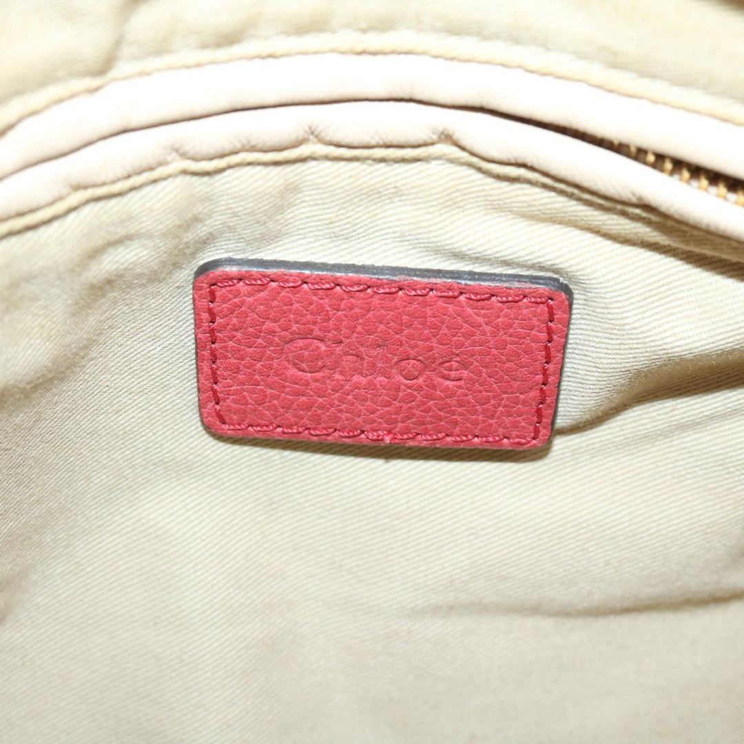 Chloe Paraty Hand Bag Leather Red 67266