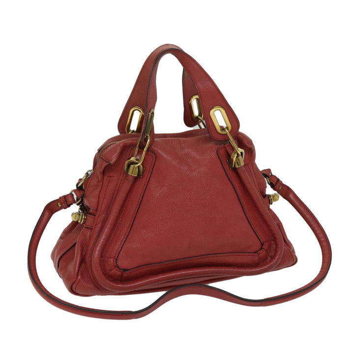 Chloe Paraty Hand Bag Leather Red 67266